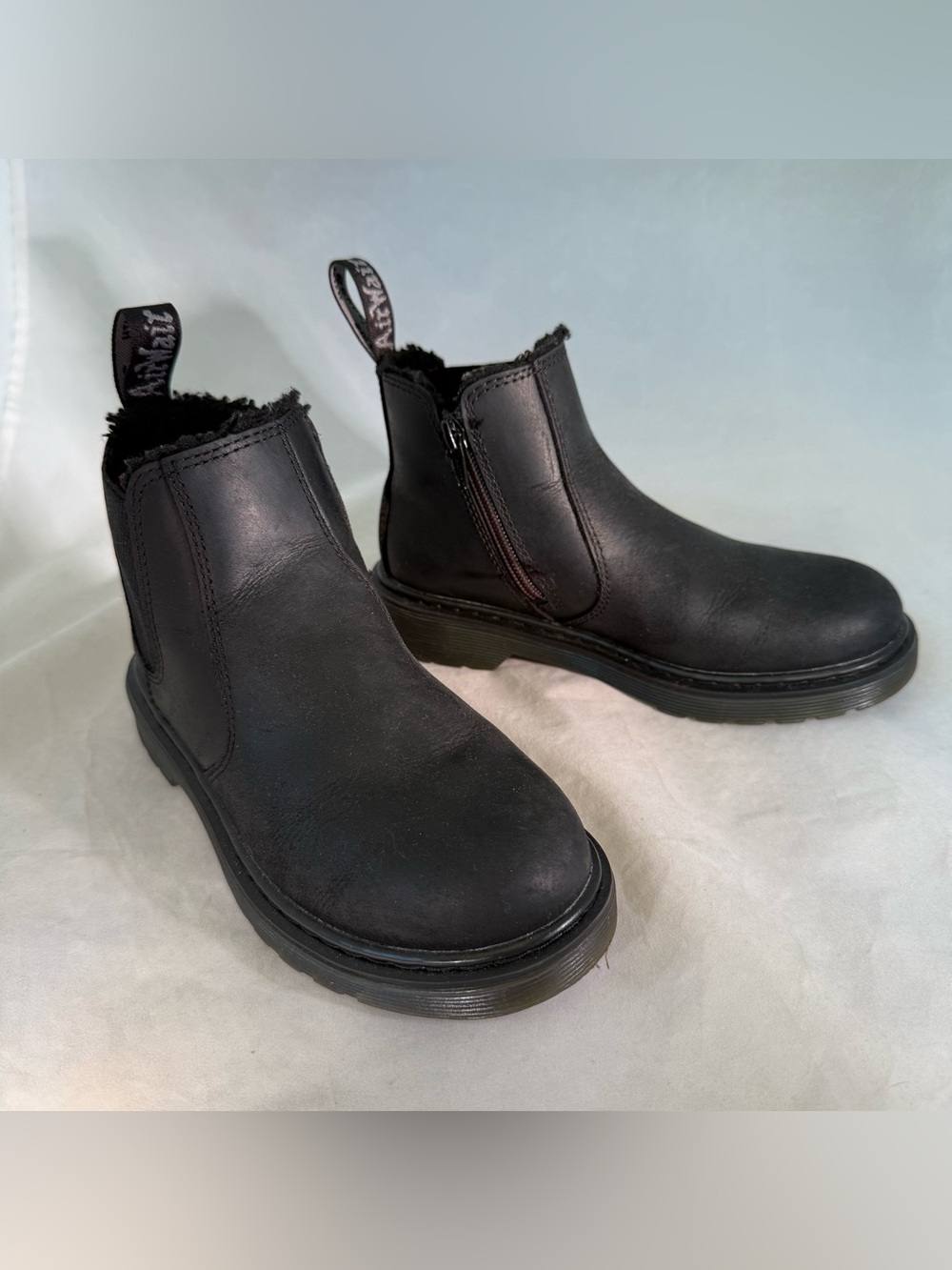 Dr. Martens Junior 2976 Leonore Fur Lined Boots Black Size US 2 / UK 1